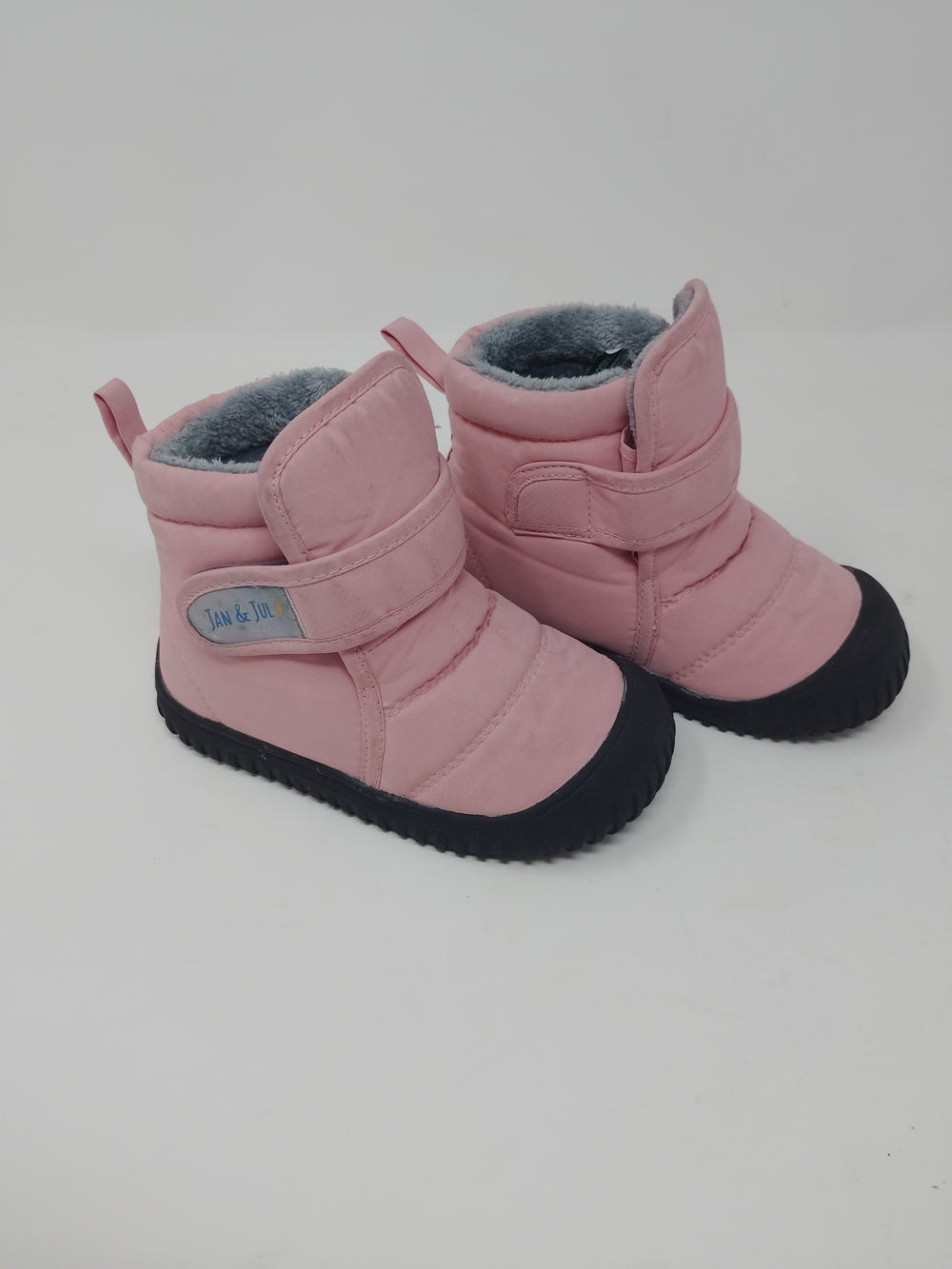 Jan & Jul Kids Pink Lined Faux Fur Ankle Bootie Hook & LoopUS 9 EU 25, Rain/Cold